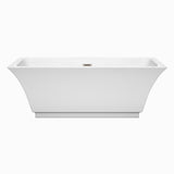 Galina 67 Inch Freestanding Bathtub in White with Brushed Nickel Drain and Overflow Trim