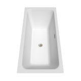 Galina 67 Inch Freestanding Bathtub in White with Brushed Nickel Drain and Overflow Trim