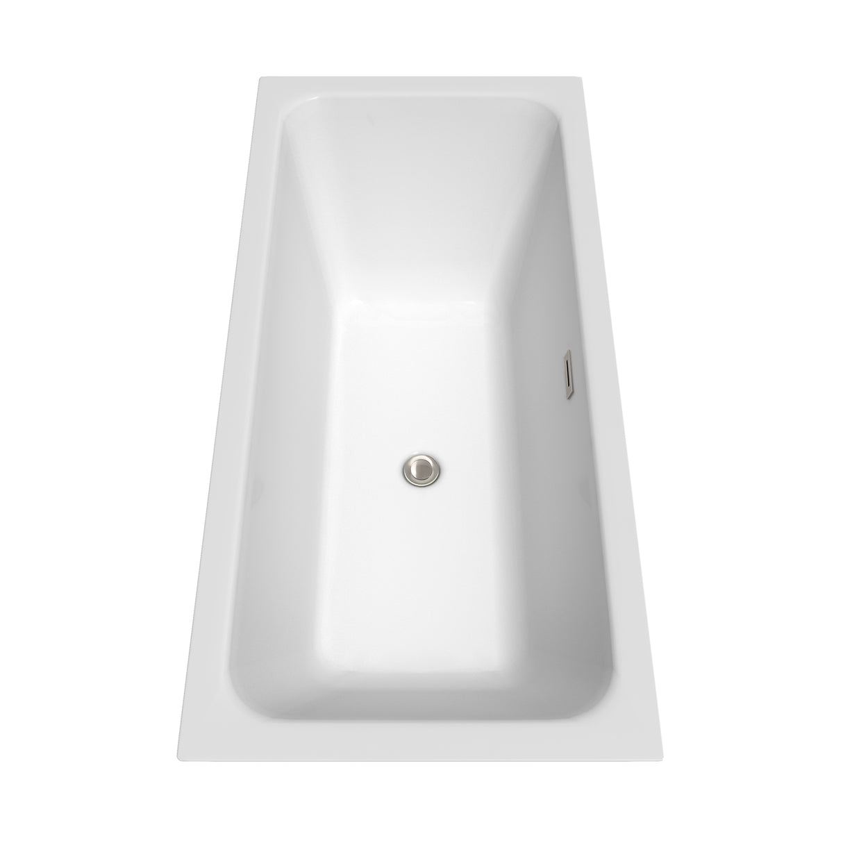 Galina 67 Inch Freestanding Bathtub in White with Floor Mounted Faucet Drain and Overflow Trim in Brushed Nickel