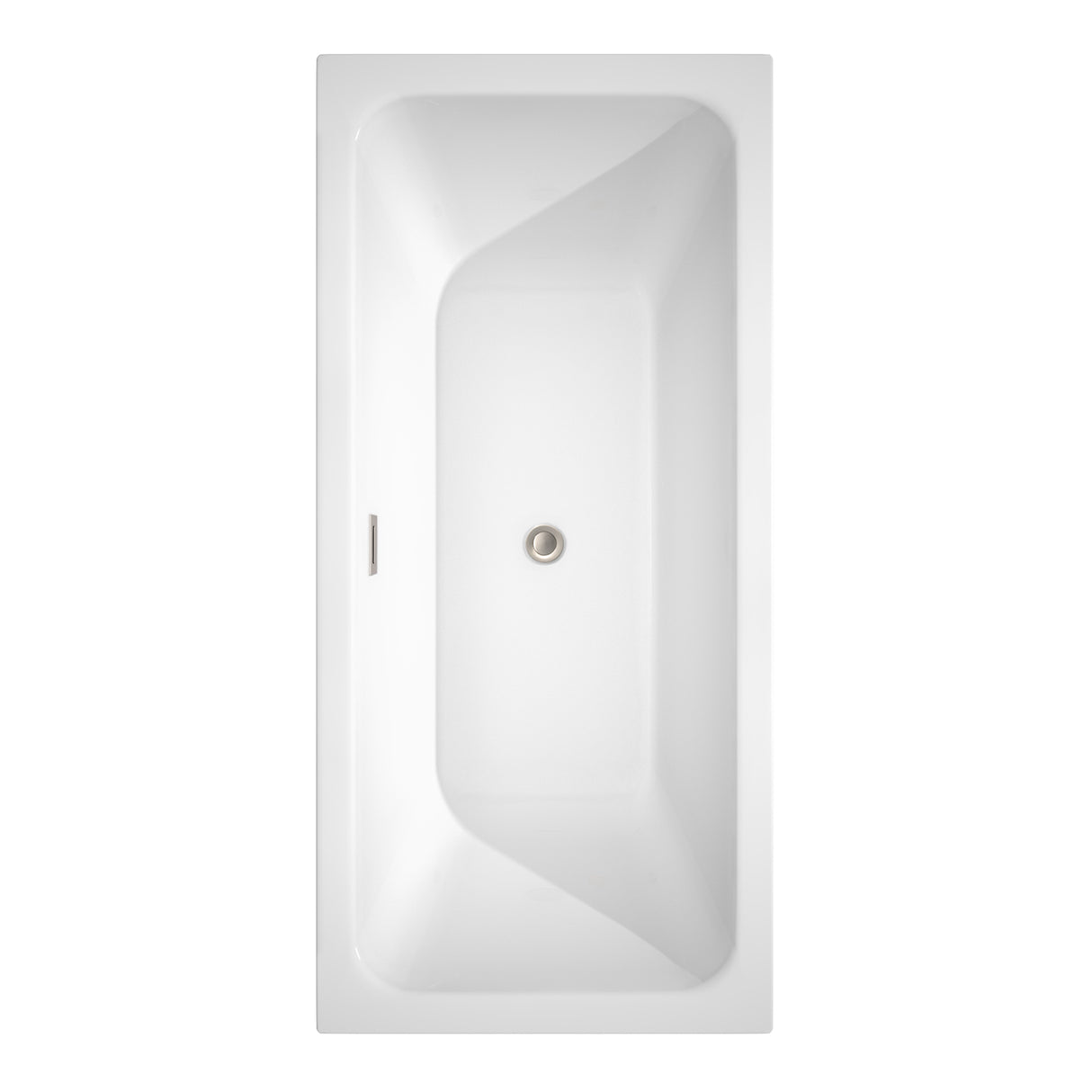 Galina 67 Inch Freestanding Bathtub in White with Brushed Nickel Drain and Overflow Trim