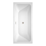 Galina 67 Inch Freestanding Bathtub in White with Brushed Nickel Drain and Overflow Trim