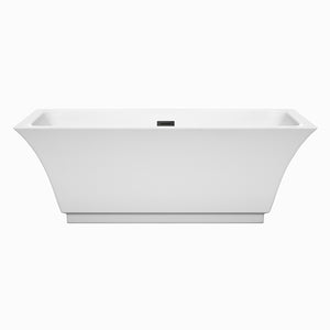 Galina 67 Inch Freestanding Bathtub in White with Matte Black Drain and Overflow Trim