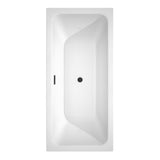 Galina 67 Inch Freestanding Bathtub in White with Floor Mounted Faucet Drain and Overflow Trim in Matte Black