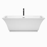 Galina 67 Inch Freestanding Bathtub in White with Polished Chrome Trim and Floor Mounted Faucet in Matte Black