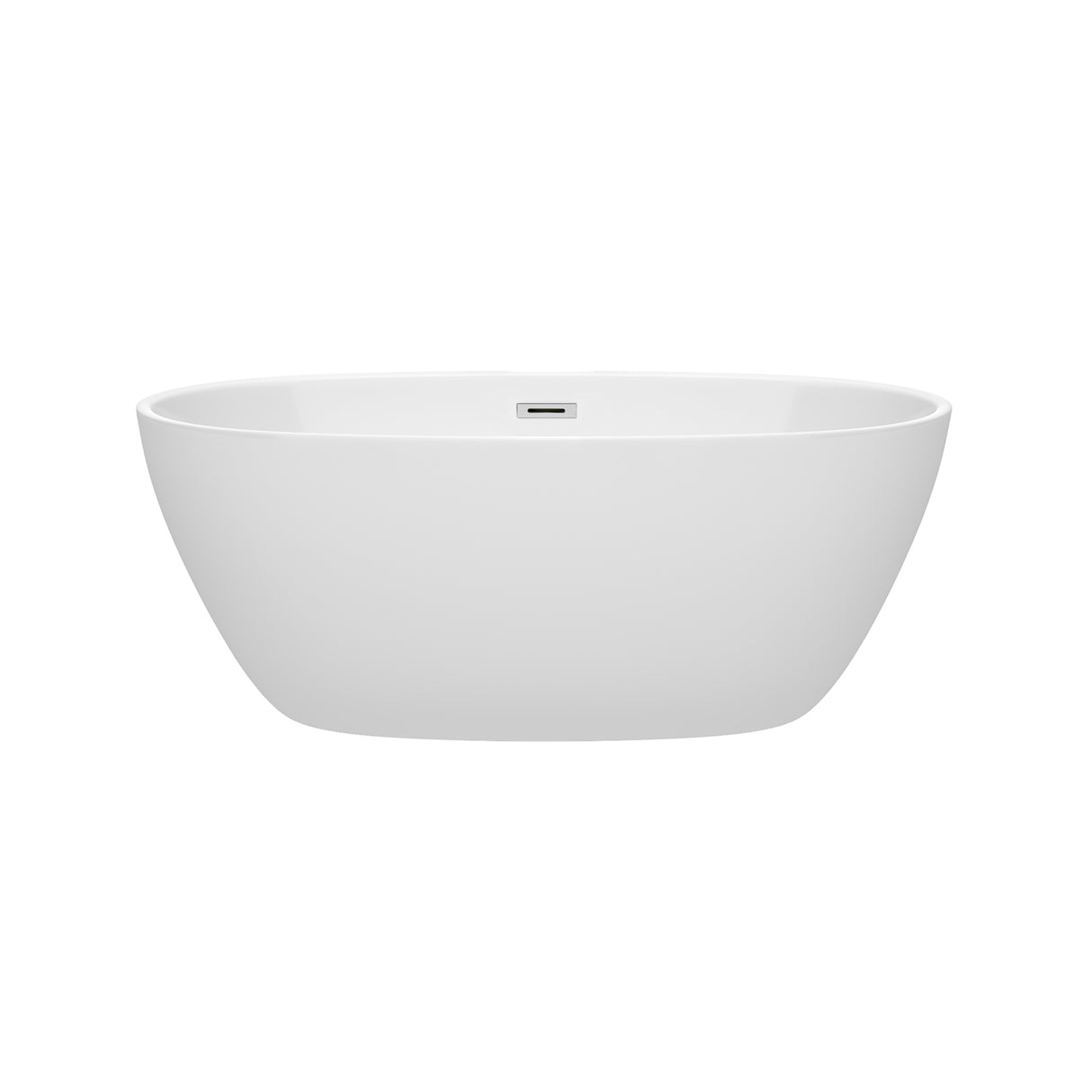 Juno 59 Inch Freestanding Bathtub in White with Polished Chrome Drain and Overflow Trim