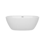 Juno 59 Inch Freestanding Bathtub in White with Polished Chrome Drain and Overflow Trim