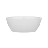 Juno 59 Inch Freestanding Bathtub in White with Brushed Nickel Drain and Overflow Trim