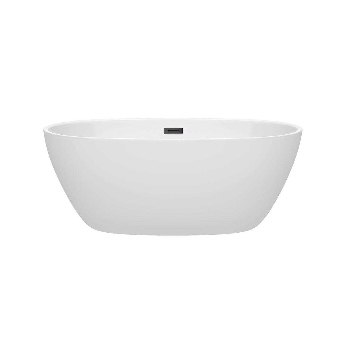 Juno 59 Inch Freestanding Bathtub in White with Matte Black Drain and Overflow Trim