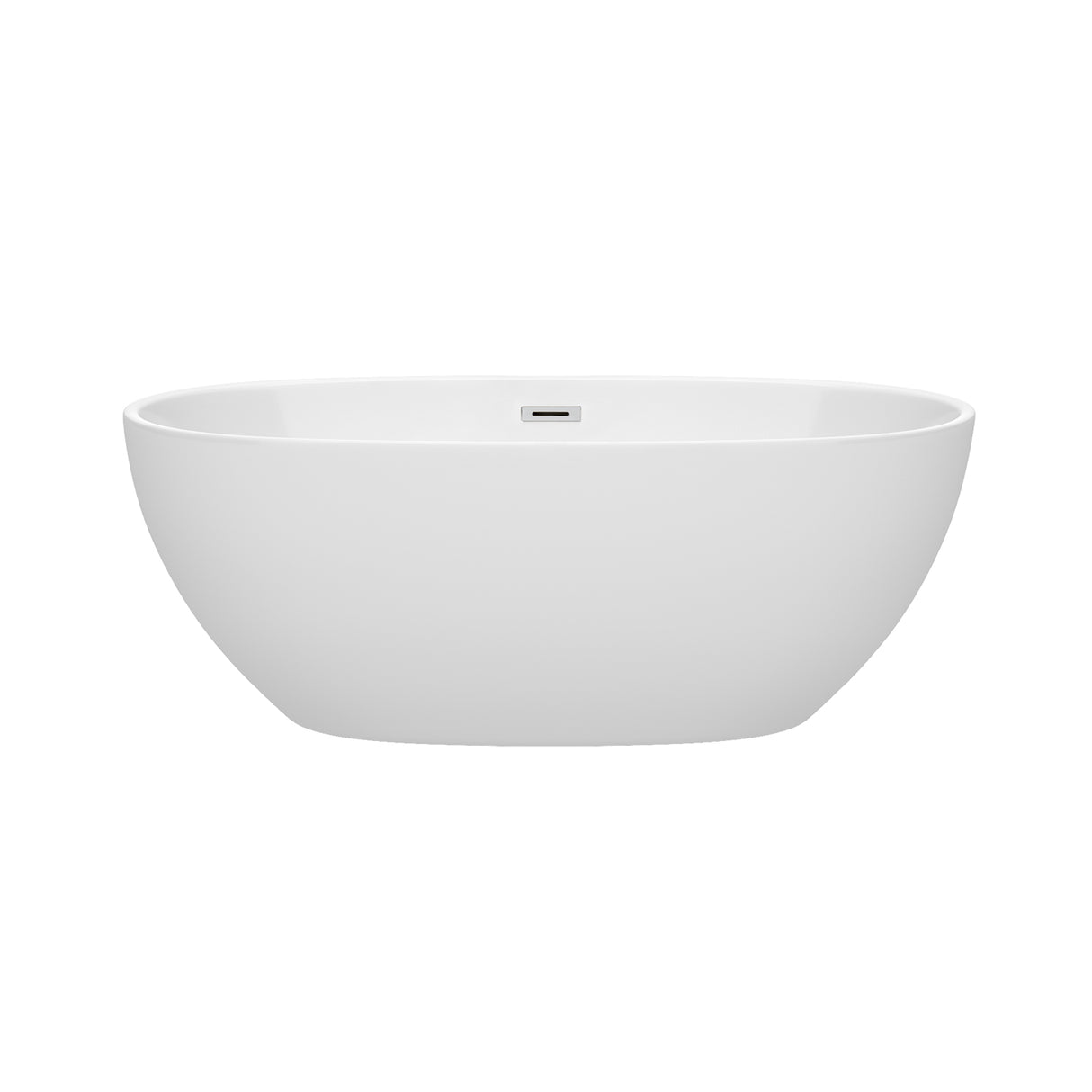 Juno 63 Inch Freestanding Bathtub in White with Polished Chrome Drain and Overflow Trim