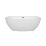 Juno 63 Inch Freestanding Bathtub in White with Polished Chrome Drain and Overflow Trim