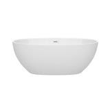 Juno 63 Inch Freestanding Bathtub in White with Shiny White Drain and Overflow Trim