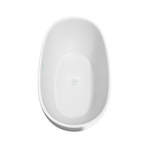 Juno 63 Inch Freestanding Bathtub in White with Shiny White Drain and Overflow Trim