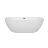 Juno 67 Inch Freestanding Bathtub in White with Polished Chrome Drain and Overflow Trim