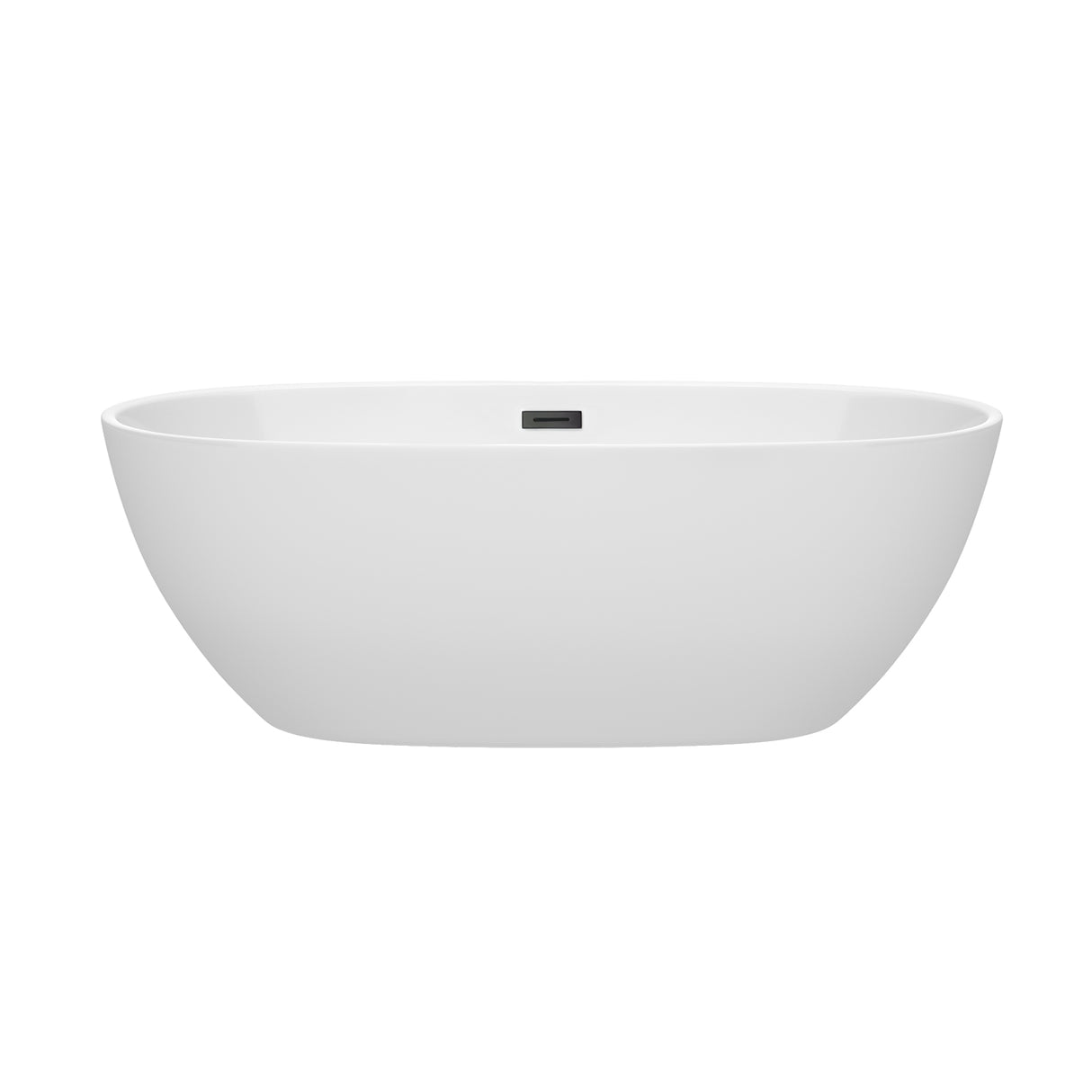 Juno 67 Inch Freestanding Bathtub in White with Matte Black Drain and Overflow Trim