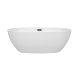 Juno 67 Inch Freestanding Bathtub in White with Matte Black Drain and Overflow Trim