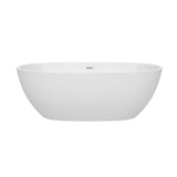 Juno 67 Inch Freestanding Bathtub in White with Shiny White Drain and Overflow Trim