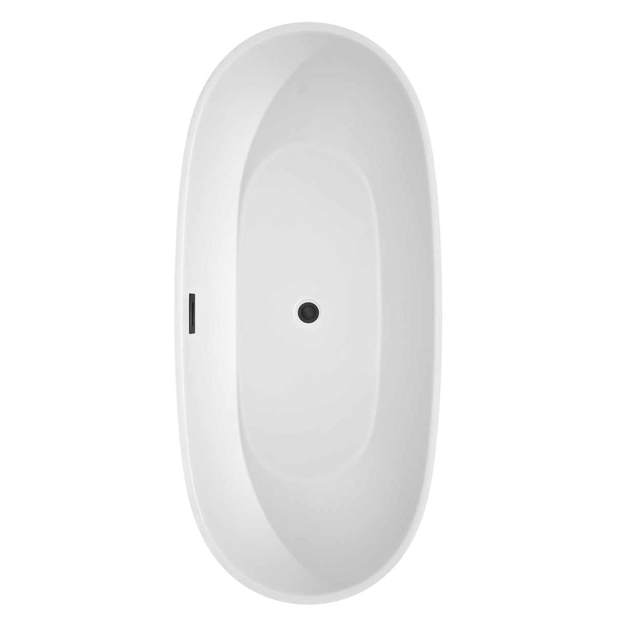 Juno 71 Inch Freestanding Bathtub in White with Matte Black Drain and Overflow Trim