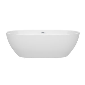 Juno 71 Inch Freestanding Bathtub in White with Shiny White Drain and Overflow Trim