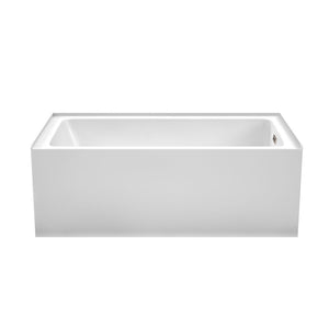 Grayley 60 x 32 Inch Alcove Bathtub in White with Right-Hand Drain and Overflow Trim in Brushed Nickel