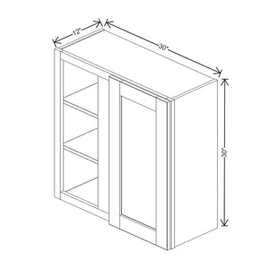 Mahogany 30" Wide × 42" High Wall Cabinet - J&K Cabinetry