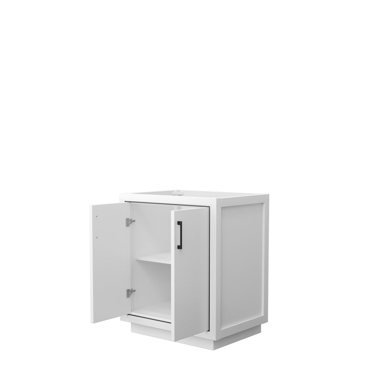 Icon 30 Inch Single Bathroom Vanity in White No Countertop No Sink Matte Black Trim