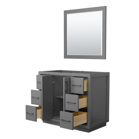 Icon 42 Inch Single Bathroom Vanity in Dark Gray No Countertop No Sink Matte Black Trim 34 Inch Mirror