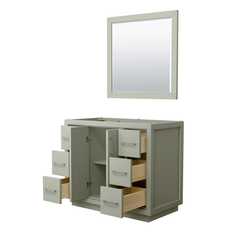 Icon 42 Inch Single Bathroom Vanity in Light Green No Countertop No Sink Brushed Nickel Trim 34 Inch Mirror