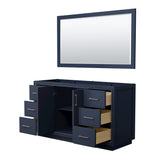 Icon 60 Inch Single Bathroom Vanity in Dark Blue No Countertop No Sink Brushed Nickel Trim 58 Inch Mirror