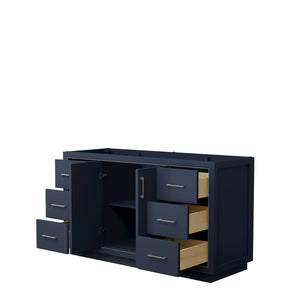 Icon 60 Inch Single Bathroom Vanity in Dark Blue No Countertop No Sink Brushed Nickel Trim