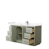 Icon 60 Inch Single Bathroom Vanity in Light Green Carrara Cultured Marble Countertop Undermount Square Sink Brushed Nickel Trim