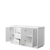 Icon 66 Inch Double Bathroom Vanity in White No Countertop No Sink Brushed Nickel Trim