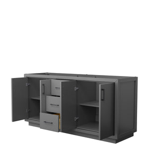 Icon 72 Inch Double Bathroom Vanity in Dark Gray No Countertop No Sink Matte Black Trim