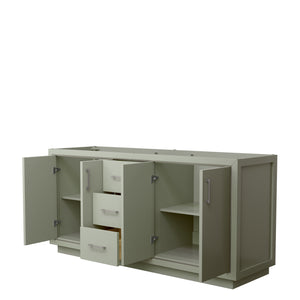Icon 72 Inch Double Bathroom Vanity in Light Green No Countertop No Sink Brushed Nickel Trim