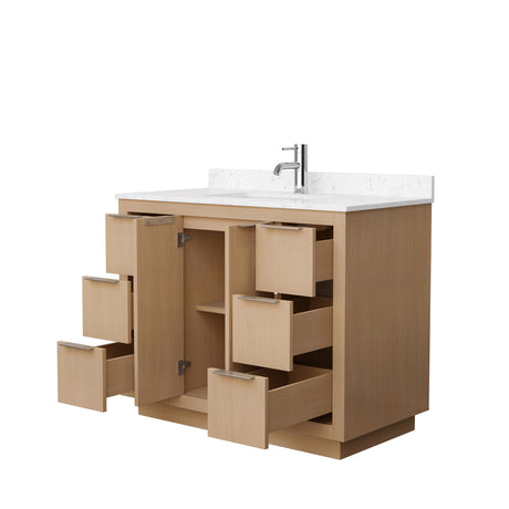 Maroni 42 Inch Single Bathroom Vanity in Light Straw Carrara Cultured Marble Countertop Undermount Square Sink