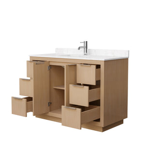Maroni 48 Inch Single Bathroom Vanity in Light Straw Carrara Cultured Marble Countertop Undermount Square Sink