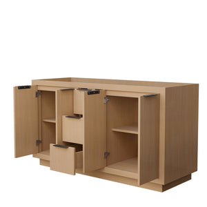 Maroni 60 Inch Double Bathroom Vanity in Light Straw No Countertop No Sink Matte Black Trim