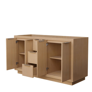 Maroni 60 Inch Double Bathroom Vanity in Light Straw No Countertop No Sink