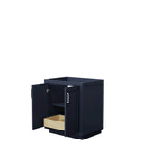 Miranda 30 Inch Single Bathroom Vanity in Dark Blue No Countertop No Sink Brushed Nickel Trim