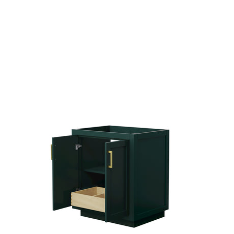 Miranda 30 Inch Single Bathroom Vanity in Green No Countertop No Sink Brushed Gold Trim