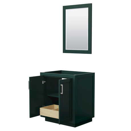 Miranda 30 Inch Single Bathroom Vanity in Green No Countertop No Sink Brushed Nickel Trim 24 Inch Mirror