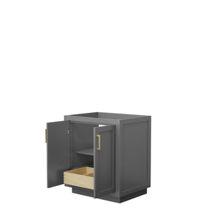 Miranda 30 Inch Single Bathroom Vanity in Dark Gray No Countertop No Sink Brushed Gold Trim