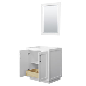 Miranda 30 Inch Single Bathroom Vanity in White No Countertop No Sink Matte Black Trim 24 Inch Mirror