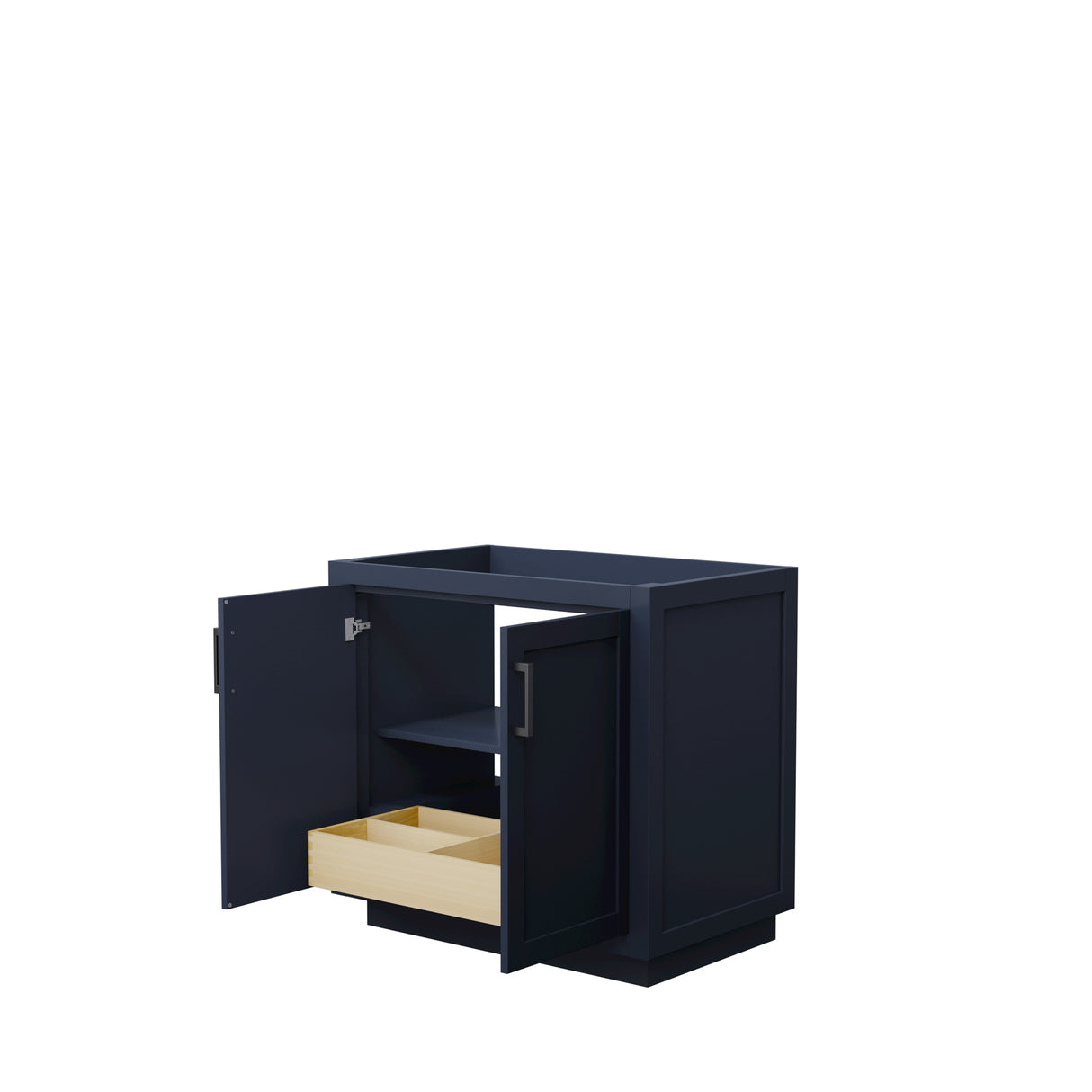 Miranda 36 Inch Single Bathroom Vanity in Dark Blue No Countertop No Sink Matte Black Trim