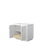 Miranda 36 Inch Single Bathroom Vanity in White No Countertop No Sink Brushed Nickel Trim