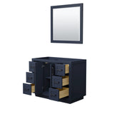Miranda 42 Inch Single Bathroom Vanity in Dark Blue No Countertop No Sink Matte Black Trim 34 Inch Mirror