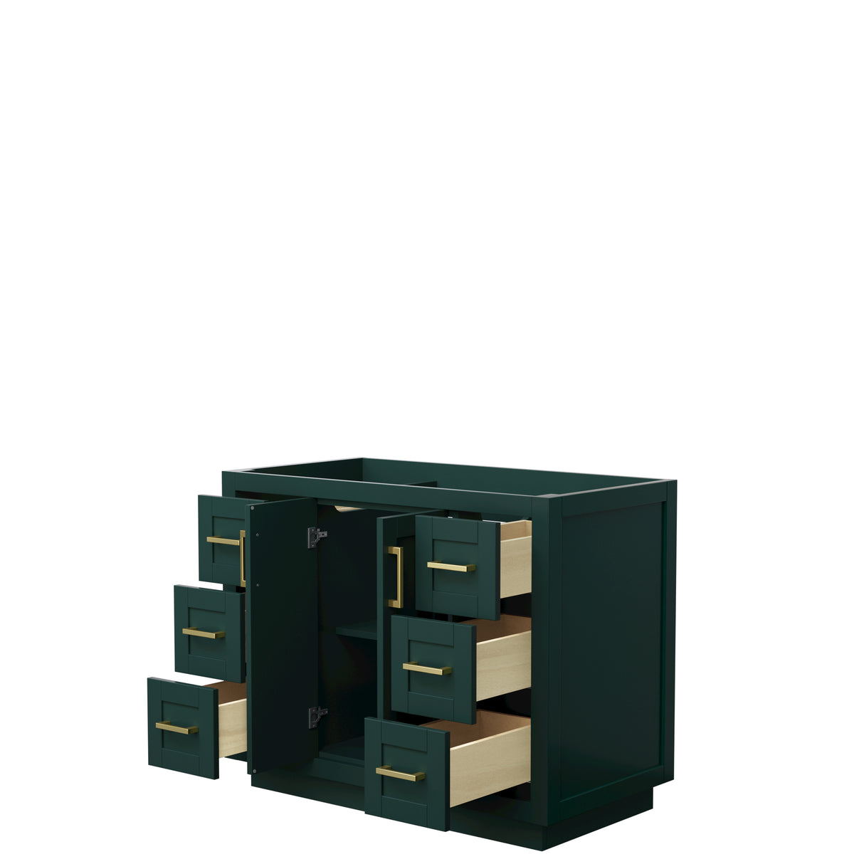Miranda 42 Inch Single Bathroom Vanity in Green No Countertop No Sink Brushed Gold Trim