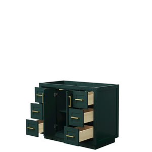 Miranda 42 Inch Single Bathroom Vanity in Green No Countertop No Sink Brushed Gold Trim