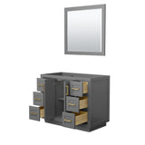 Miranda 42 Inch Single Bathroom Vanity in Dark Gray No Countertop No Sink Brushed Gold Trim 34 Inch Mirror