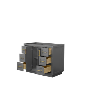 Miranda 42 Inch Single Bathroom Vanity in Dark Gray No Countertop No Sink Brushed Gold Trim