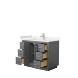 Miranda 42 Inch Single Bathroom Vanity in Dark Gray Carrara Cultured Marble Countertop Undermount Square Sink Brushed Nickel Trim